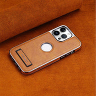 Creative Leather Invisible Stand iPhone Case