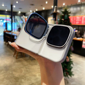 Creative Sunglasses Phone Case With Lens Protector Cover And Invisible Kickstand For IPhone