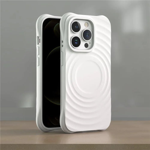 3D Ripple Texture Compatible with MagSafe PC+Liquid Silicone iPhone case