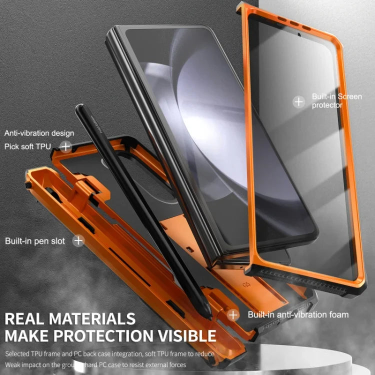 Armor Luxury Cell Phone Cover Mobile Stand Case For Samsung Galaxy Z Fold 4 Case With S Pen Holder Hinge