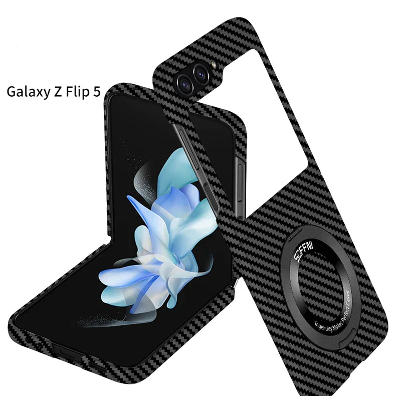 Carbon Fiber Magnetic Bracket Ultra-thin Anti-fall Case for Samsung Z Flip 3